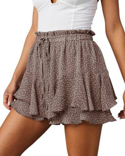 Flowy Shorts for Women Casual Boho Floral Skorts Ruffle Mini Skirts Running Tennis Butterfly Chif... | Amazon (US)