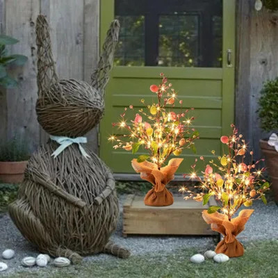 Spring Decorations, 2 Pack Spring Tree With Colorful Eggs, Battery Powered LED Tree Lights, Artificial Tabletop Centerpiece Lighted Tree For Holiday P | Wayfair North America