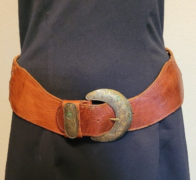 Woman's Wide Mesh FOUR WINDS Brown Leather Braided Hip Belt Sz M Handmade Moraco | eBay US