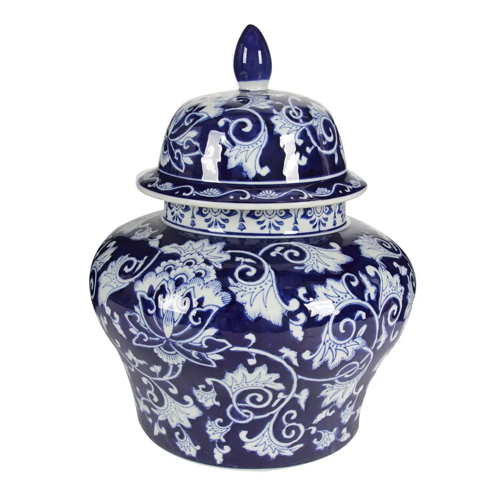 Aline 17-inch Blue and White Ginger Jar | Bed Bath & Beyond