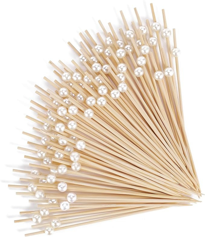 [300 Pcs] Cocktail Picks Toothpicks for Appetizers - 4.7 inch White Pearl Cocktail Toothpicks for... | Amazon (US)