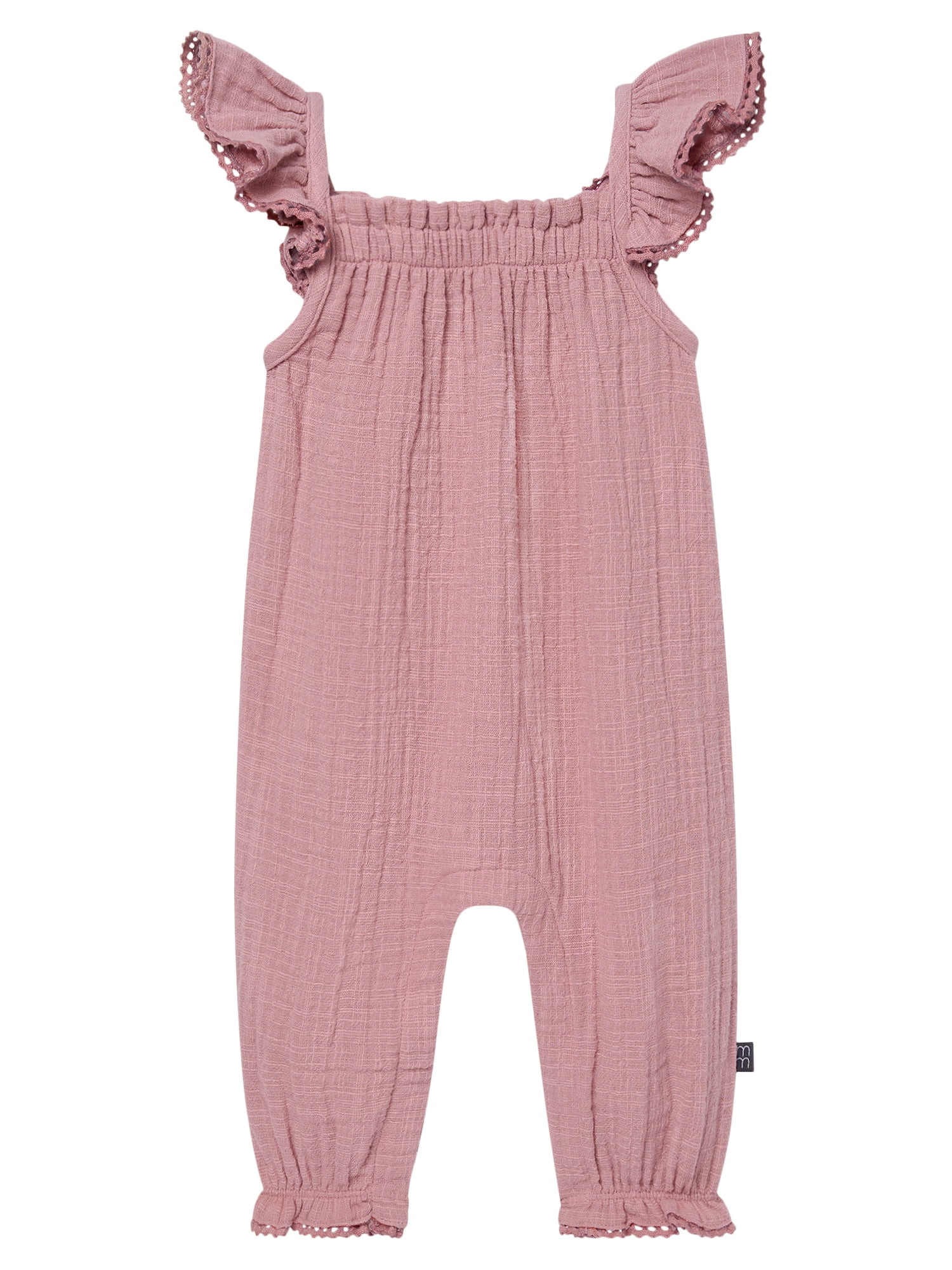 Modern Moments by Gerber baby Girl Long Leg Romper with Novelty Trim Detail, Sizes 0/3 Months - 2... | Walmart (US)