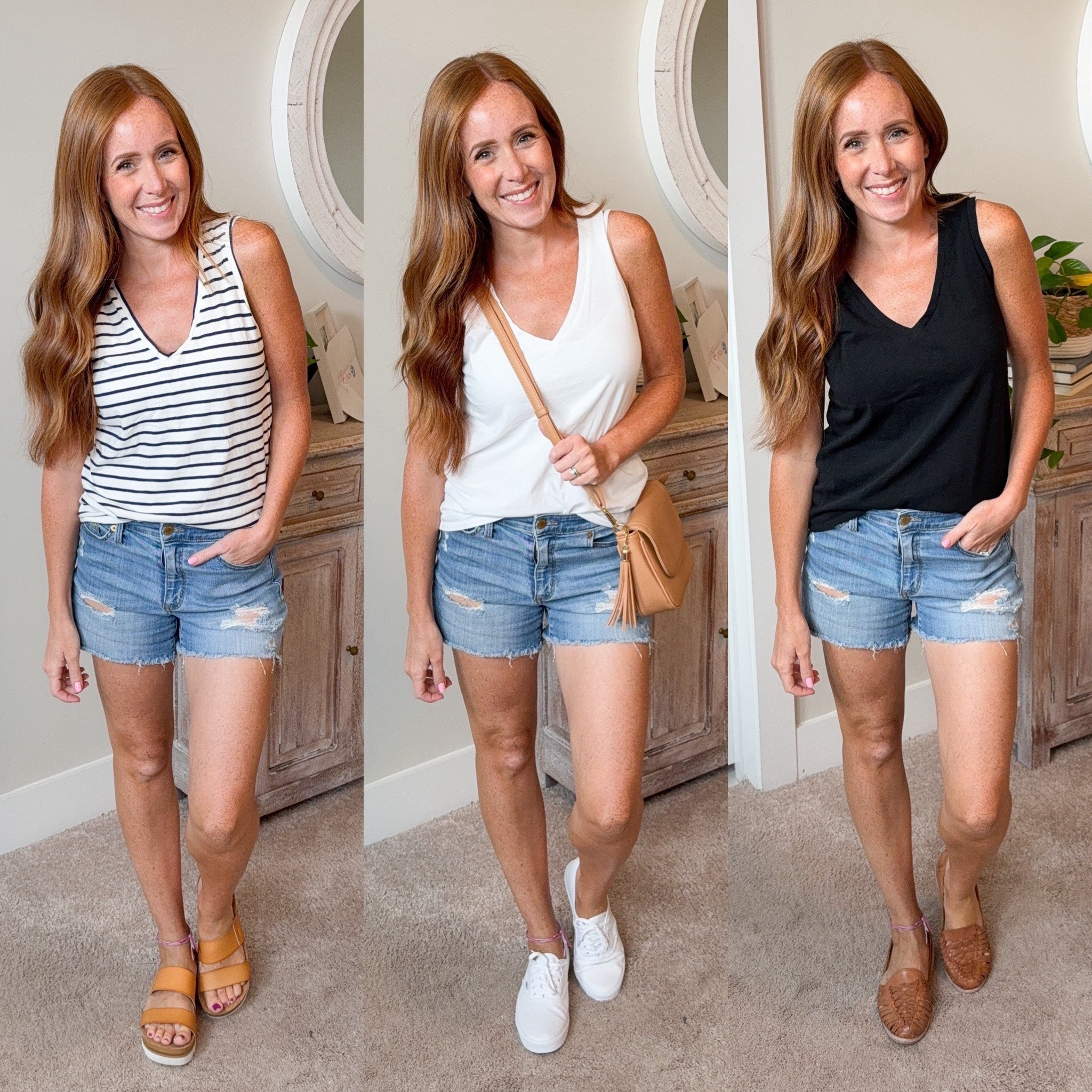 My favorite JCrew tanks are back in stock this year and on major sale! I wear these with everything in the summer. I love the wide strap so I can wear a regular bra and the Vneck is very flattering. They are cotton so nice and breathable and they wash and dry beautifully. I got my normal size, and they come in a bunch of color options. Run they sell out fast!

#LTKStyleTip #LTKOver40 #LTKSaleAlert