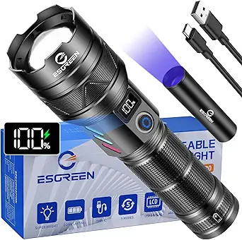 Rechargeable Flashlights 10000 High Lumens, Long Range 5000ft, Super Bright LED Flashlight USB C,... | Amazon (US)