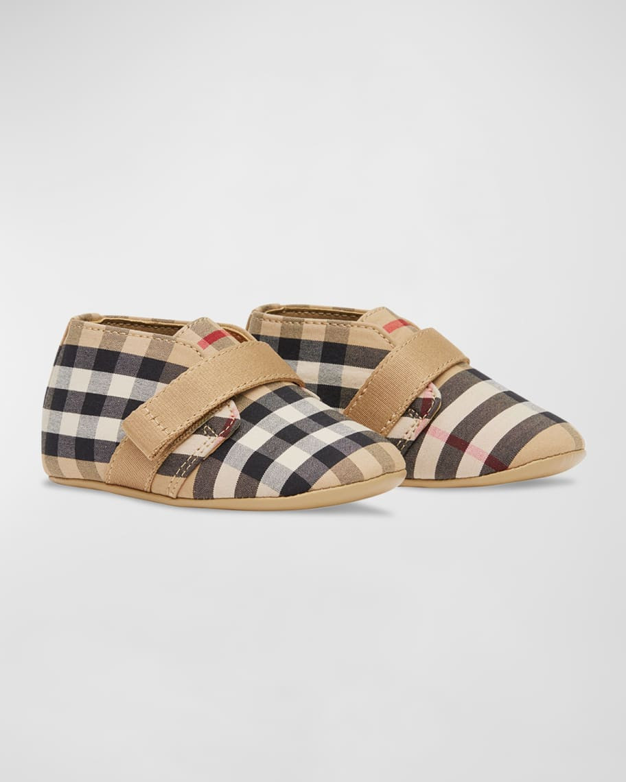 Burberry Kid's Charlton Vintage Check Grip-Strap Booties, Baby | Neiman Marcus