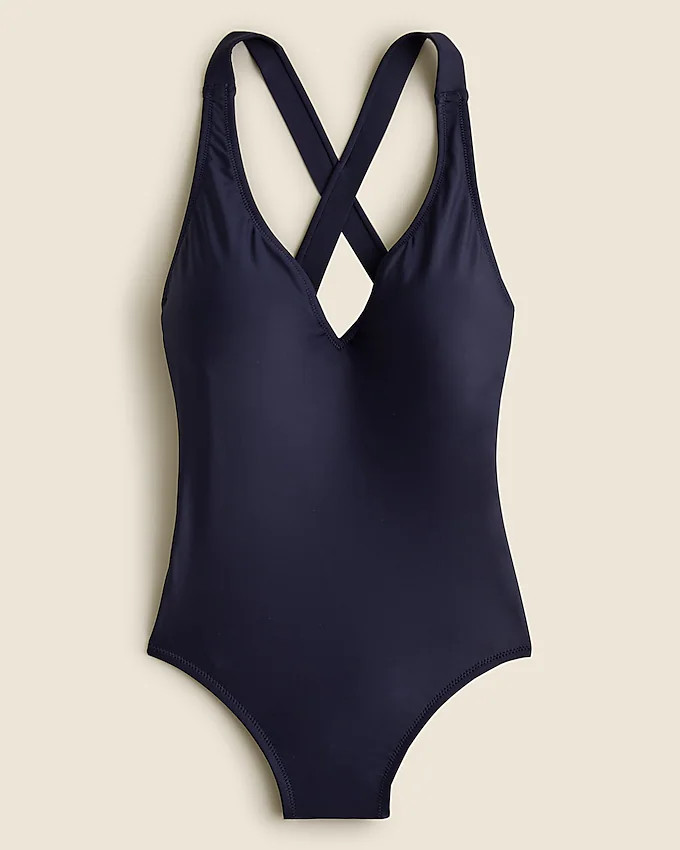 V-neck cross-back one-piece swimsuit | J. Crew US