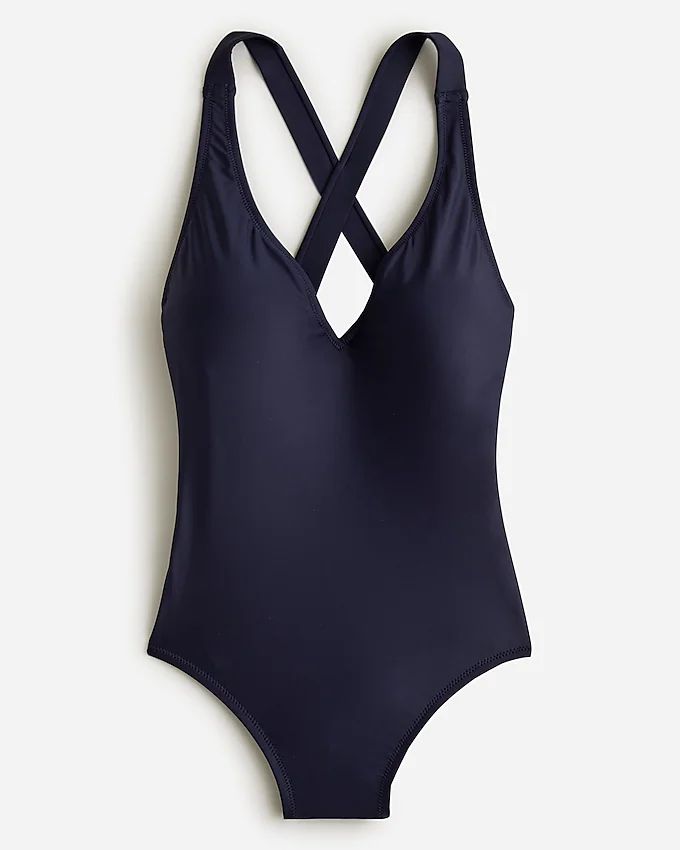 V-neck cross-back one-piece swimsuit | J.Crew US