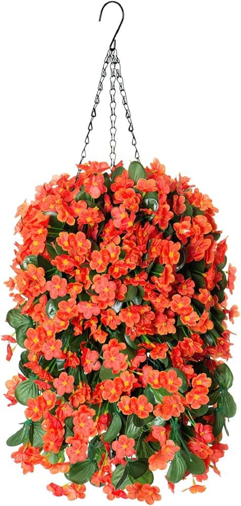 Hanging Artificial Flowers Basket, Fake Hanging Plant, Silk Orchid Flowers, Faux Flower Arrangeme... | Amazon (US)