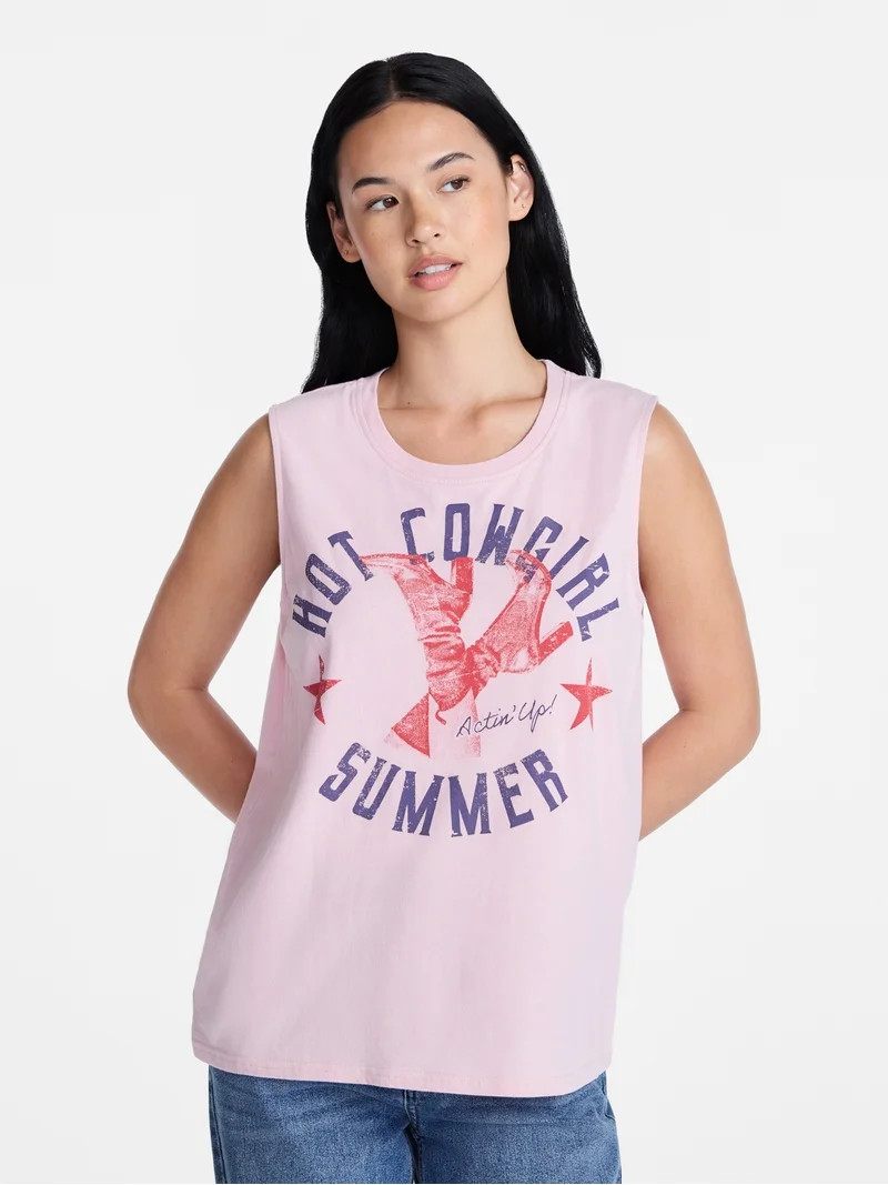 Americana Women's Hot Cowgirl Summer Graphic Muscle Tank Top from Way to Celebrate, Sizes S-XXXL | Walmart (US)