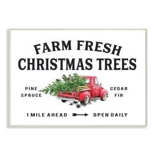 Stupell Industries Farm Fresh Christmas Trees Red Truck Holiday Word Design Wood Wall Art, Proudl... | Bed Bath & Beyond
