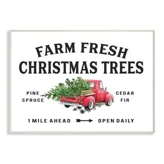 Stupell Industries Farm Fresh Christmas Trees Red Truck Holiday Word Design Wood Wall Art, Proudl... | Bed Bath & Beyond