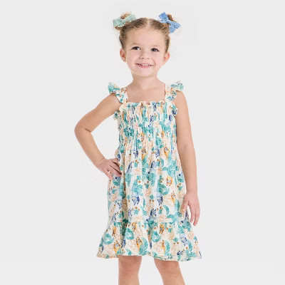 Toddler Girls' Bluey Woven Gauze Dress - Ivory 4T | Target