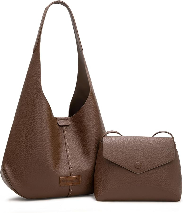 Wrangler Hobo Bag Purse for Women 2PCS Set, Slouchy Shoulder Handbags with Small Crossbody Bag | Amazon (US)