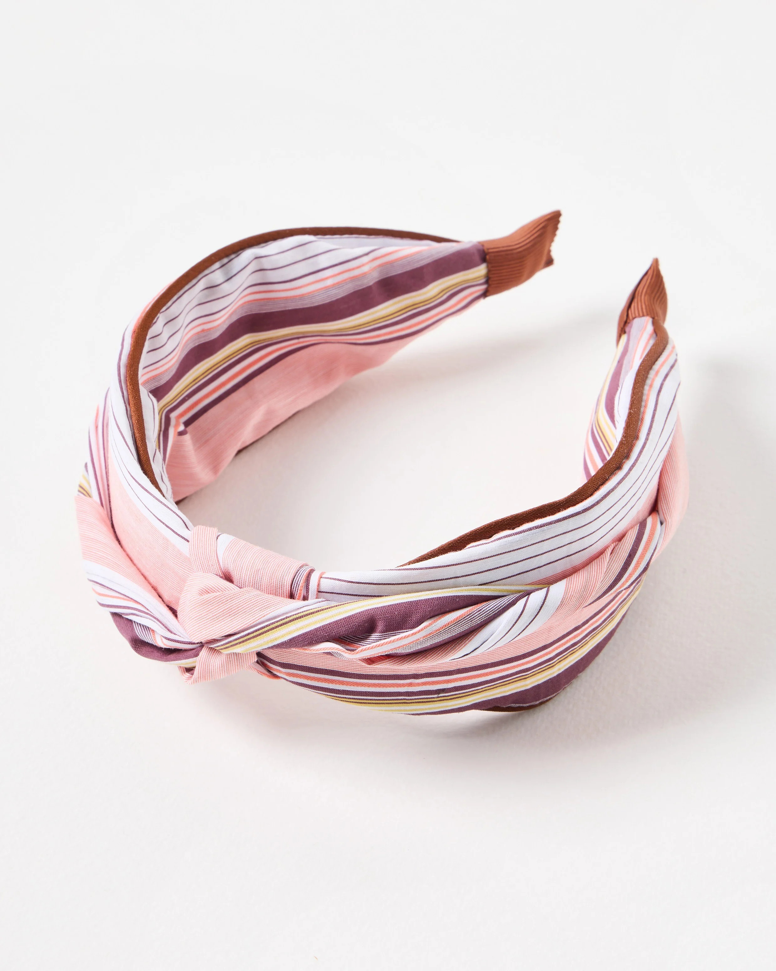 Elowyn Pink & Brown Striped Knot Twist Headband | Oliver Bonas (Global)