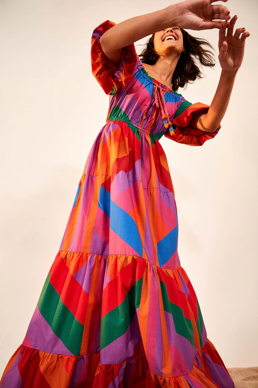 amanda stripes maxi dress | FarmRio (US)