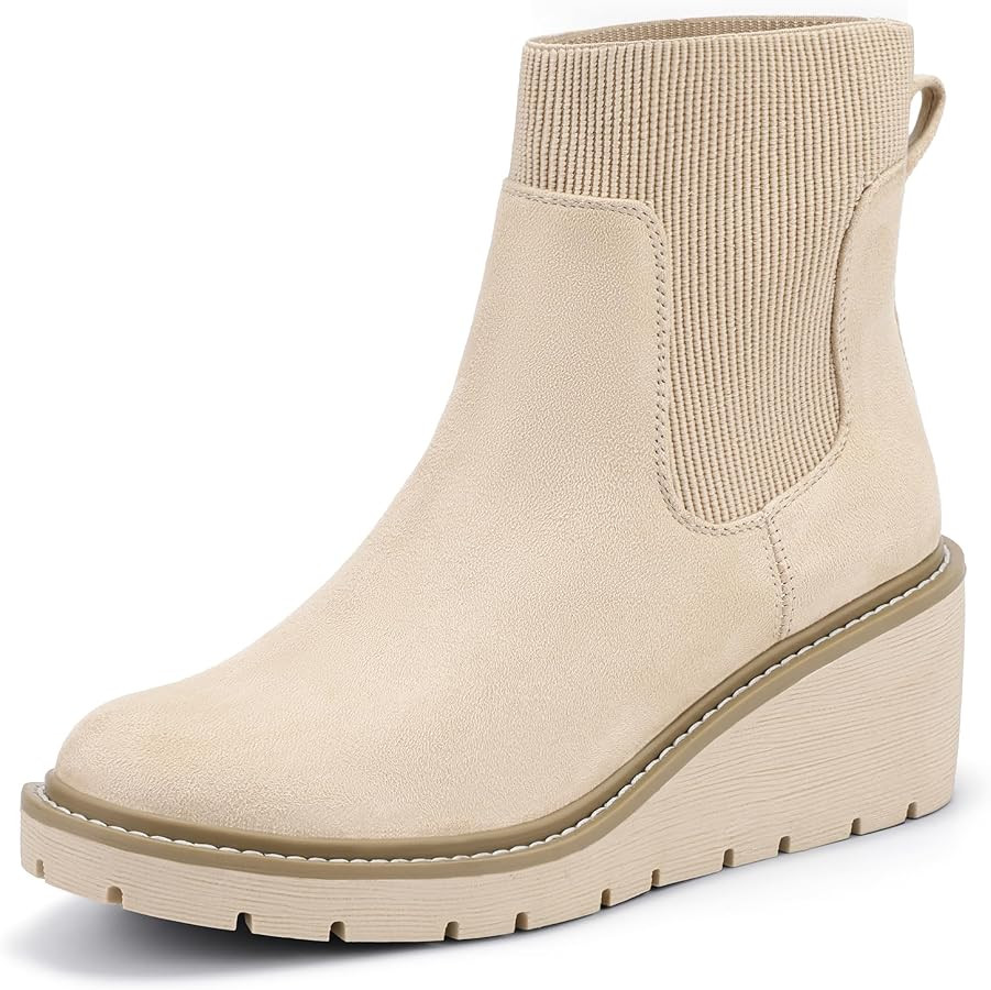 IDIFU IN3 Platform Chelsea Boots for Women Low Short Wedges Ankle Boots Lug Sole Trendy Fashion C... | Amazon (US)