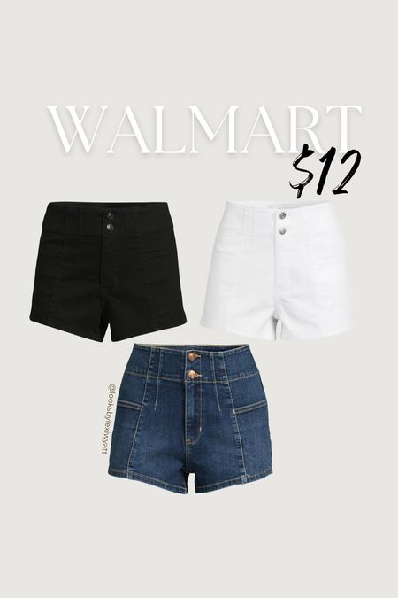 Love the pleated and double button detail on these denim shorts from Walmart! 