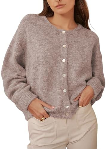 Women's Long Sleeve Front Button Y2k Cardigan Sweaters Crew Neck Loose 2026 Spring Tops | Amazon (US)