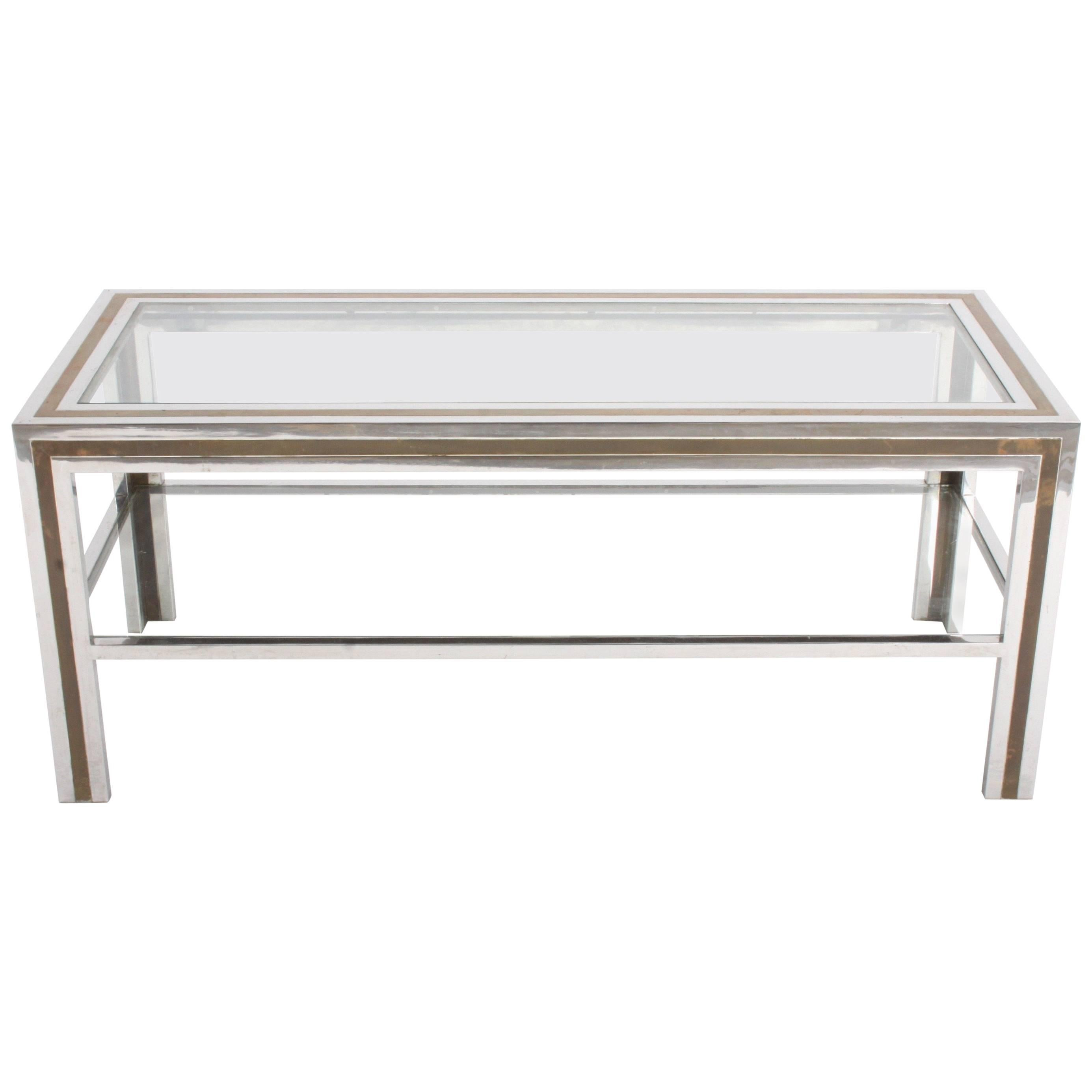 Romeo Rega Hollywood Regency Style 1970s Chrome and Brass Coffee Table | 1stDibs