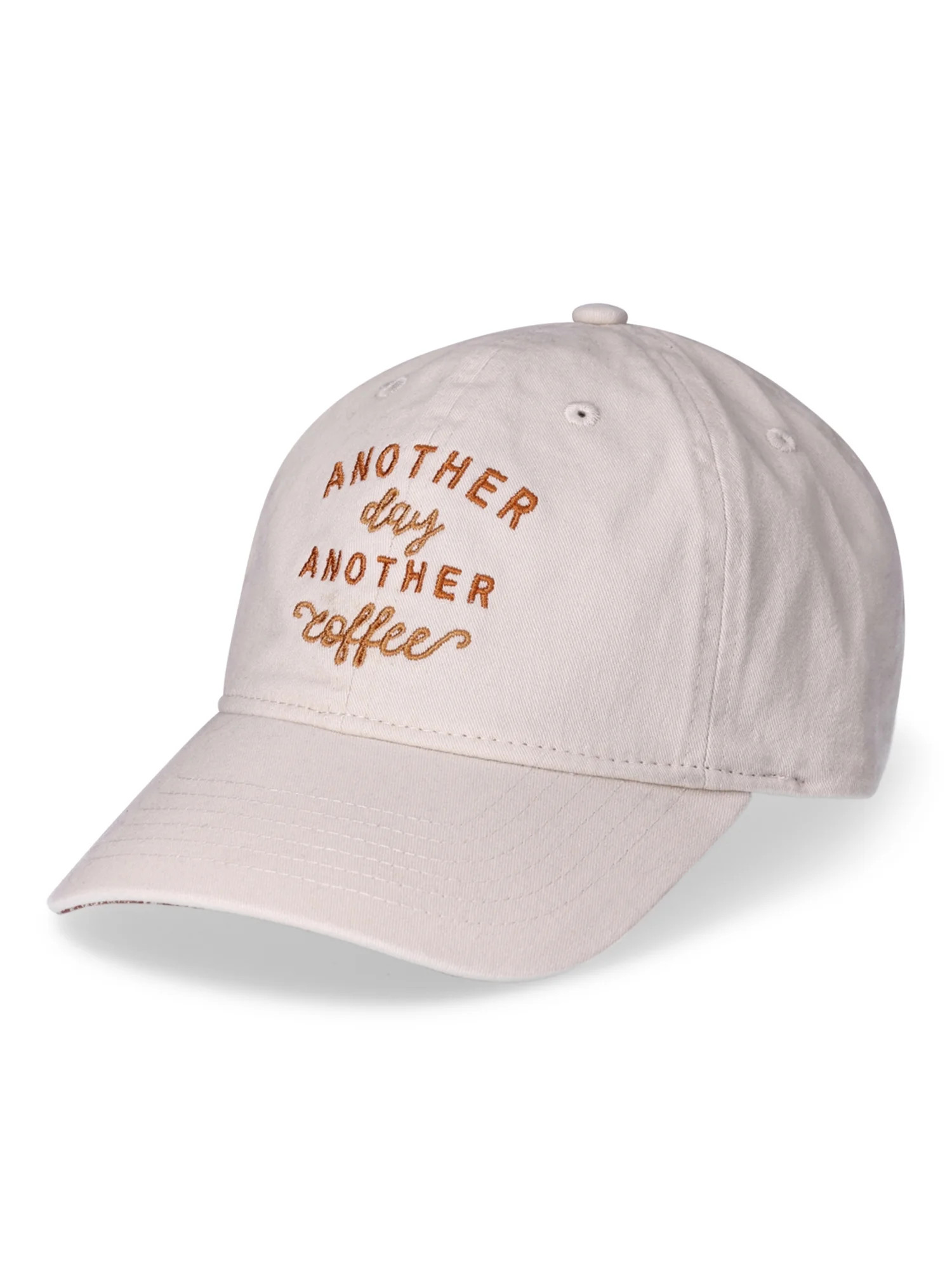 Time and Tru Women's Cotton Twill Another Day Another Coffee Baseball Hat, Almond | Walmart (US)