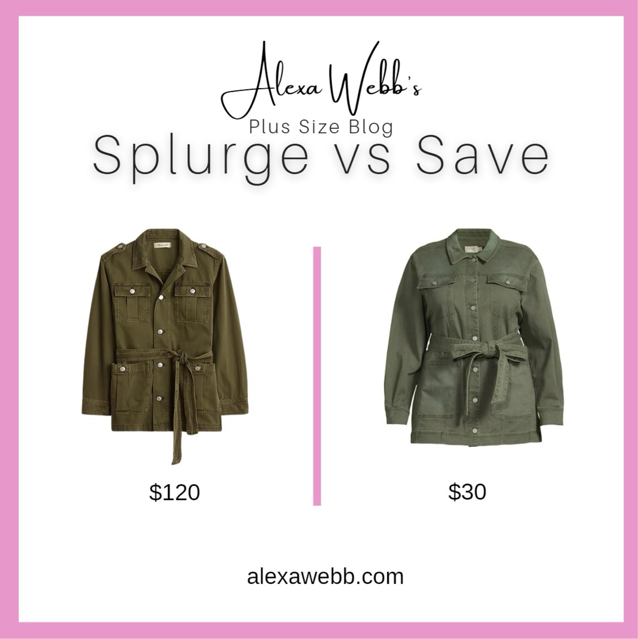 Military Green Safari Belted Jacket - Splurge vs Save by Alexa Webb #plussize

#LTKStyleTip #LTKPlusSize #LTKxMadewell
