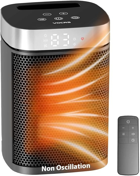 Small Portable Space Heater for Indoor Use - VOCRS 1500W PTC Electric Heater with Thermostat, Rem... | Amazon (US)