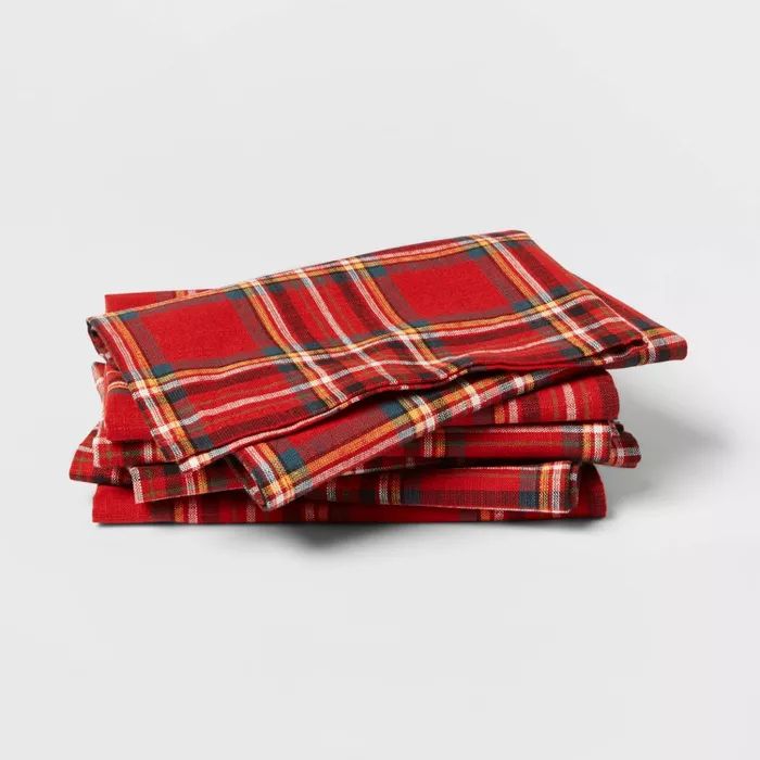 6pk Cotton Plaid Napkins Red - Threshold™ | Target