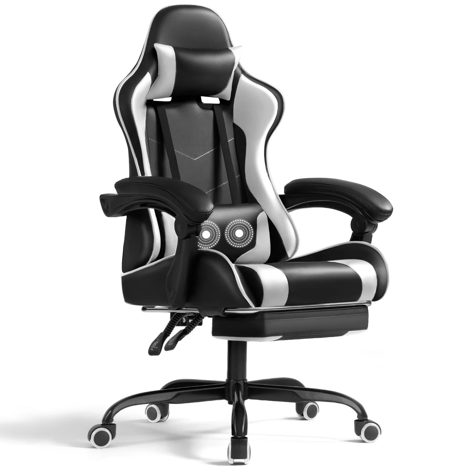 Lacoo PU Leather Gaming Chair Massage Ergonomic Gamer Chair Height Adjustable Computer Chair with... | Walmart (US)