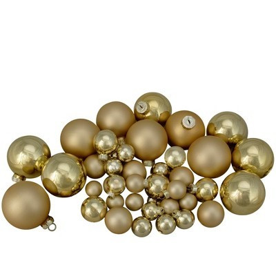 Northlight 2-Finish Glass Christmas Ball Ornaments - 2.5" (60mm) - Gold - 40ct | Target