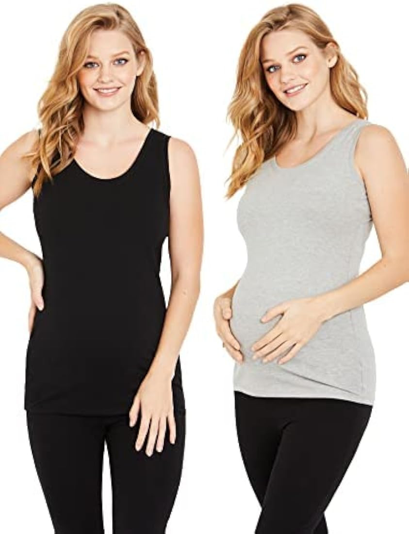 Motherhood Maternity Women's Sleeveless Scoop Neck Side Ruched Tank Top 2 & 3 Packs | Amazon (US)
