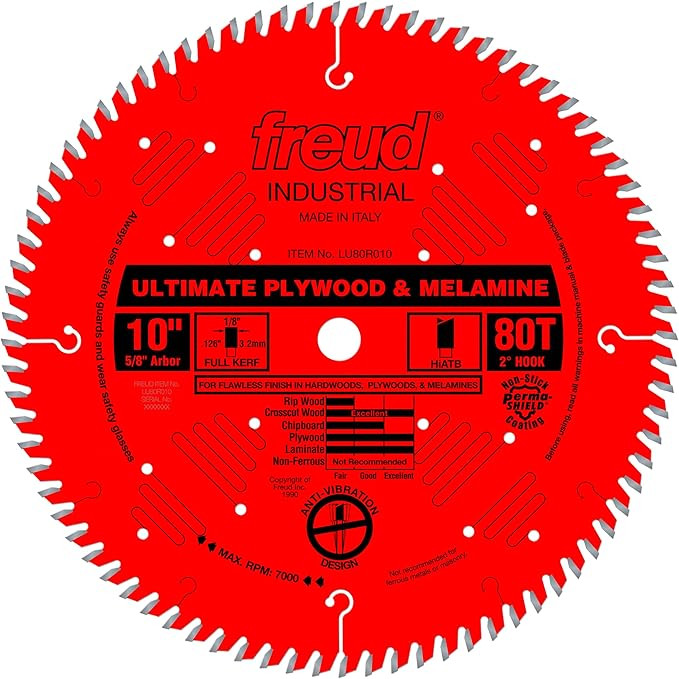 Freud LU80R010: 10" Ultimate Plywood & Melamine Blade | Amazon (US)