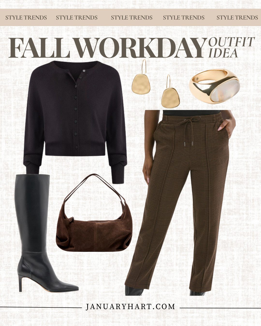 The October Lookbook 🍁

fall work outfit, office outfits, chocolate brown pants, tall black boots, suede bag 

 #LTKOver40 #LTKFindsUnder100 #LTKWorkwear