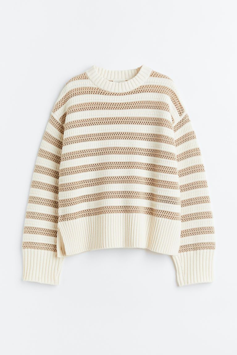H & M - Hole-knit Sweater - Beige | H&M (US + CA)