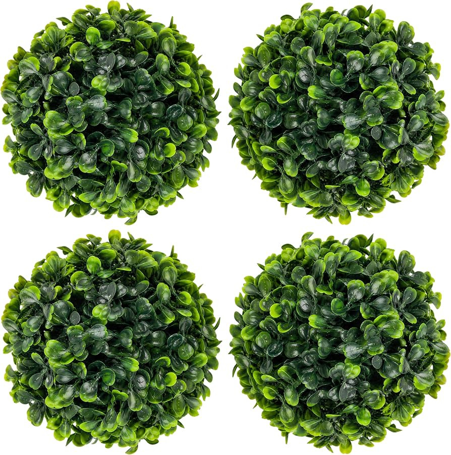 4 Pack Small Artificial Topiary Balls,4.7 Inch Greenery Topiary Ball Decoration,Decorative Boxwoo... | Amazon (US)