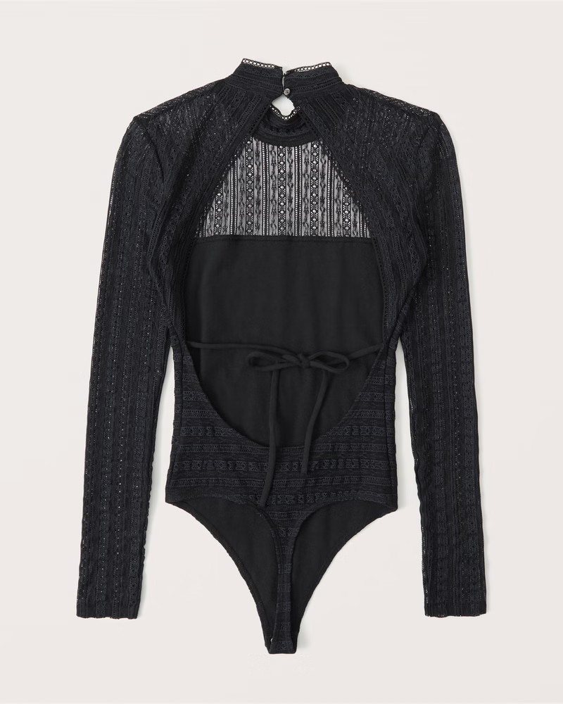 Long-Sleeve Open Back Lace Bodysuit | Abercrombie & Fitch (US)