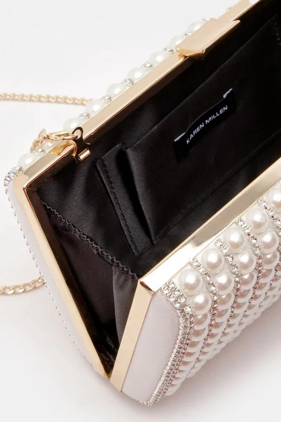 Pearl Embellished Clutch Bag | Karen Millen UK + IE + DE + NL