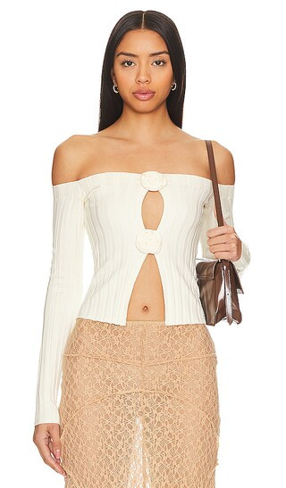 Liora Rosette Sweater in White | Revolve Clothing (Global)