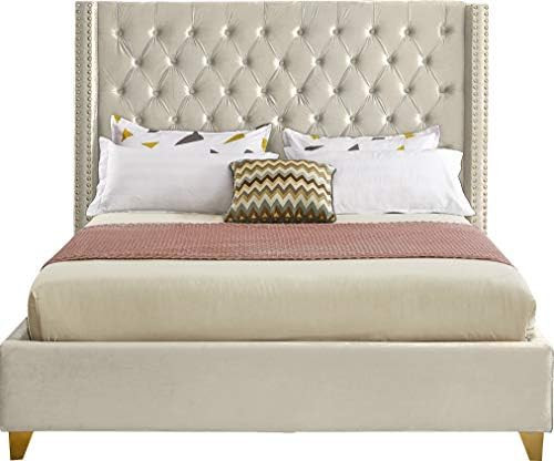 Meridian Furniture Barolo Collection Modern | Contemporary Velvet Upholstered Wing Designed Bed with | Amazon (US)