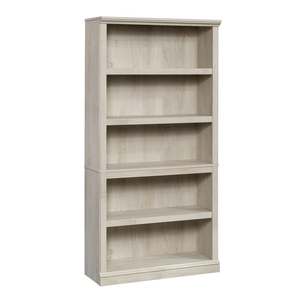 SAUDER 69.76 in. Chestnut Wood 5-shelf Standard Bookcase with Adjustable Shelves, Chalked Chestnut | The Home Depot