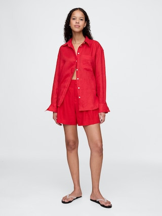 365 High Rise Linen-Blend Shorts | Gap (US)