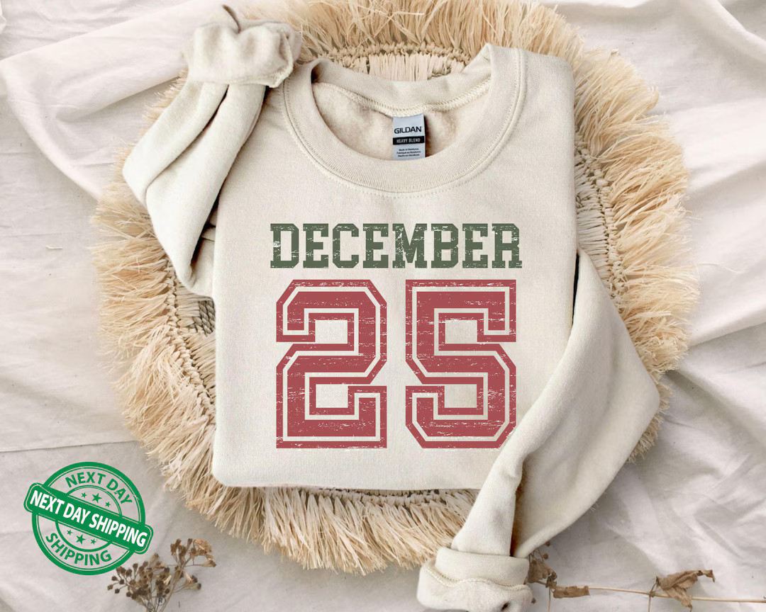 Retro Christmas Sweatshirt, December 25 Sweater, Holiday Clothing, Womens Christmas Sweater, Chri... | Etsy (US)