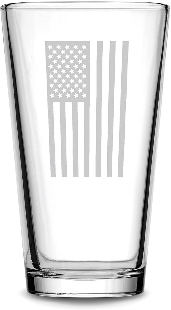 Integrity Bottles, Verticle American Flag, Premium Pint Glass, Handmade, Handblown, Hand Etched G... | Amazon (US)