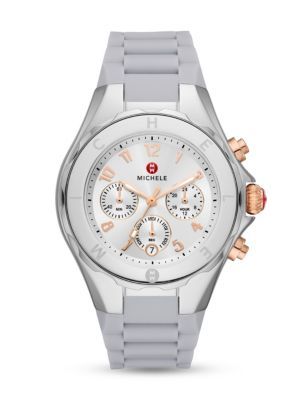 Michele Jelly Bean 38MM Stainless Steel &amp; Silicone Chronograph Strap Watch on SALE | Saks OFF... | Saks Fifth Avenue OFF 5TH