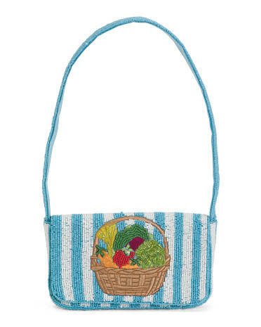 Beaded Farmers Basket Flap Shoulder Bag For Women, Leather | TJ Maxx