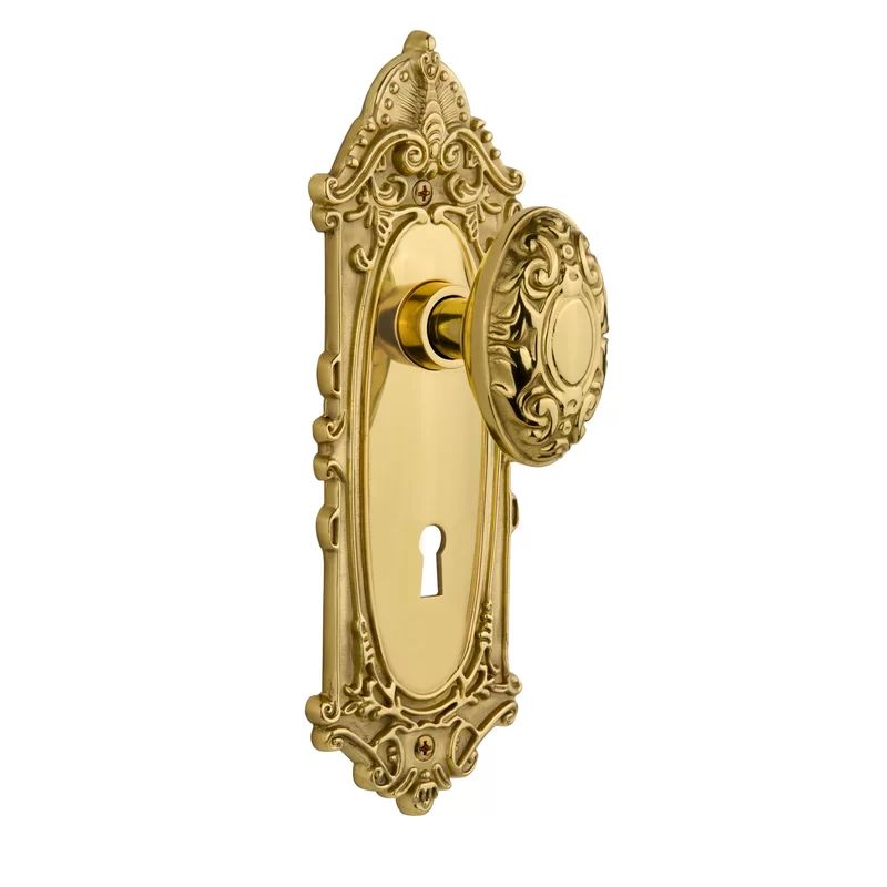 Victorian Privacy Door Knob with Keyhole Victorian Long Plate | Wayfair North America
