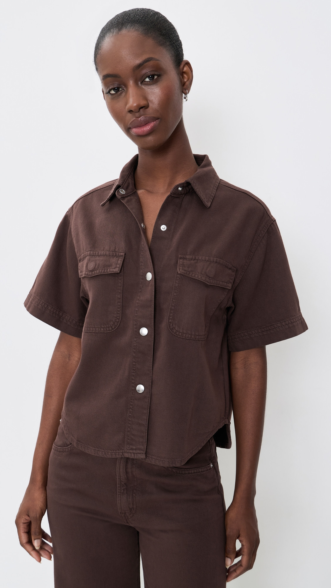 Madewell Airy Denim Utility-Pocket Shirt Cocoa XXL | Shopbop