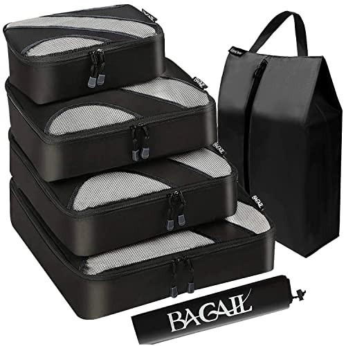 BAGAIL 6 Set Packing Cubes,Travel Luggage Packing Organizers(5set+Laundry bag AllBlack) | Amazon (US)