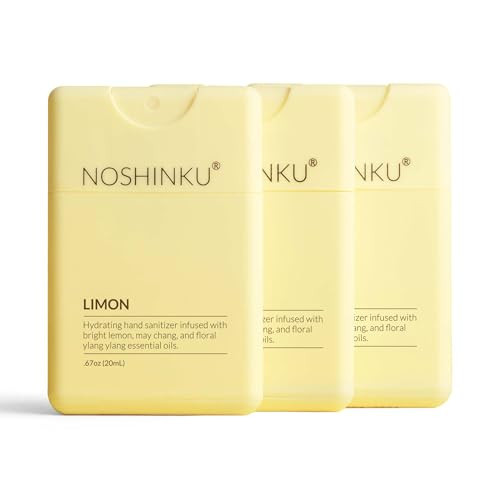 Noshinku - Refillable Hand Sanitizer Limon 3-Pack, Travel Size Spray with Hydrating Botanical Oils, Natural Ingredients, All Natural Fragrances, Sugarcane Derived Alcohol, No Parabens, No Dyes | Amazon (US)