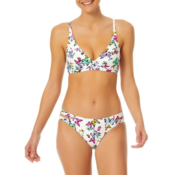 No Boundaries Junior's Tricot Print Bikini Swimsuit | Walmart (US)