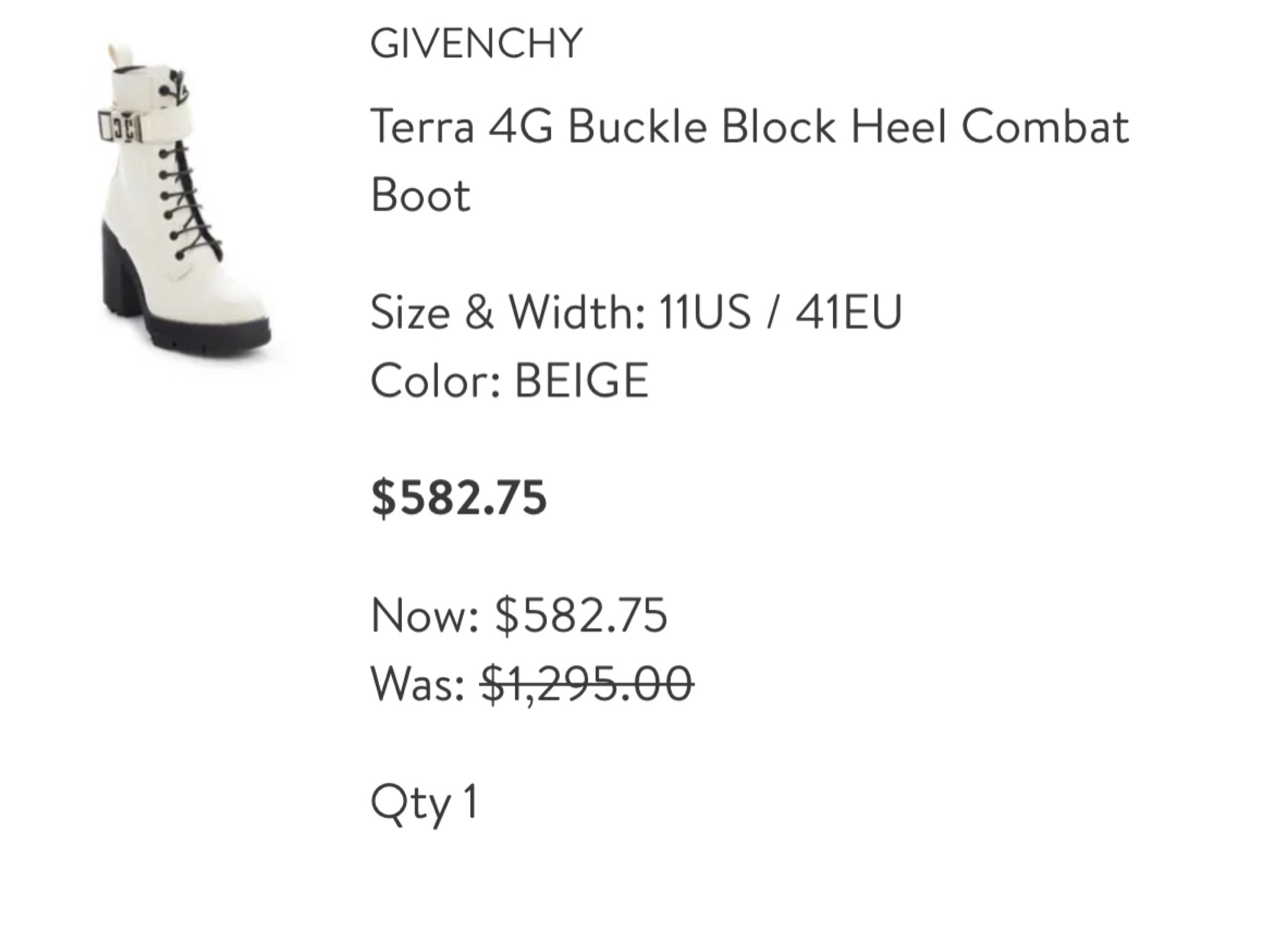 Givenchy Black Terra Heel Combat Boots